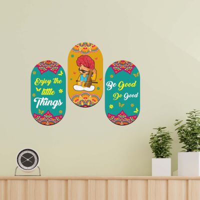 Rajasthani Traditional Wall Hanging Decor with Mandala Art & Positive Quotes